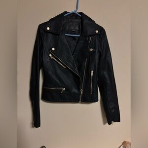 Blank NYC Black Leather Moto Jacket Asymmetrical Design